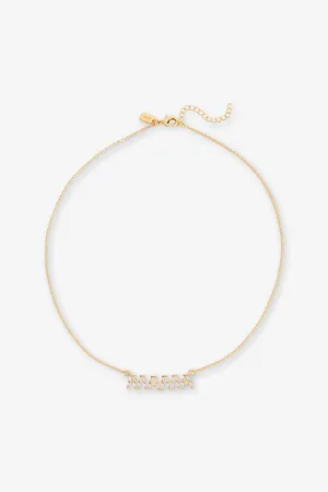 Crystal Haze Womens Mama Baguette 18ct Yellow -Plated Brass and Cubic Zirconia Necklace