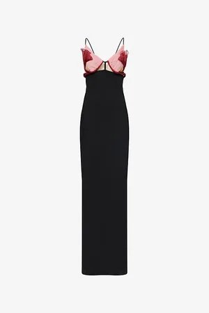 Nensi Dojaka Womens Petal Shoulder-Straps Stretch-Woven Maxi Dress 8
