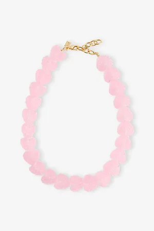 Crystal Haze Womens Jelly Heart 18ct Yellow Gold-Plated Brass and Resin Beaded Necklace