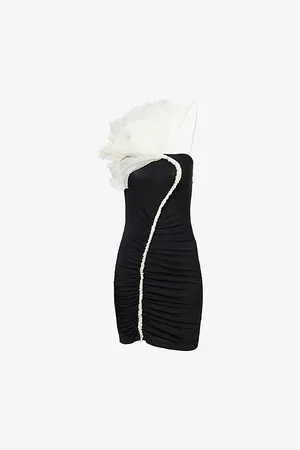 Nensi Dojaka Womens Flower One-Shoulder Stretch-Woven Mini Dress 6