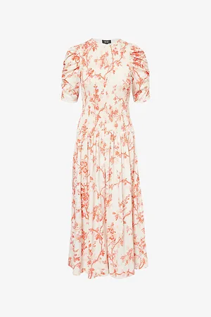 ME AND EM Womens Floral Shirred Cotton-Jersey Maxi Dress 6