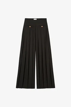 Claudie Pierlot Womens Wide-Leg Pleated Woven Trousers 6