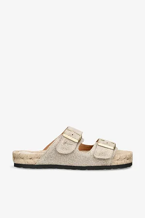 MANEBI Womens La Havana Double-Buckle Flat Hemp Sandals Eur 39 / 6 Uk Women