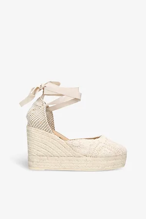 MANEBI Womens Yucatan Ankle-Tie Raffia Espadrille Wedges Eur 41 / 8 Uk Women