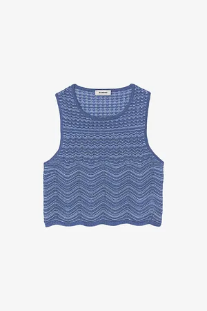 Sandro Womens Sleeveless Cropped Knitted Top 6