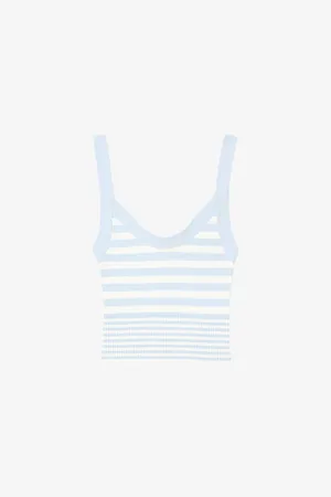 Sandro Womens Striped Cropped Knitted Top 8