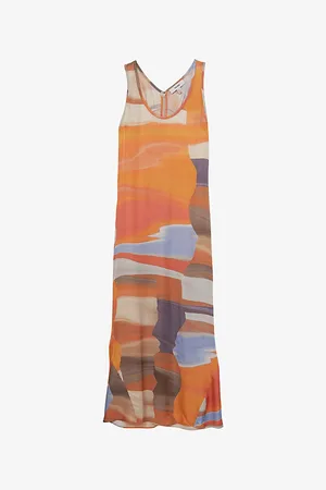 Reiss Womens Layla Sunset-Print Woven Midi Dress 4