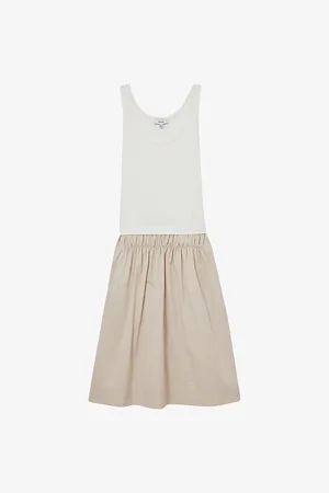 Reiss Womens Wren Two-In-One Cotton-Blend Midi Dress 4