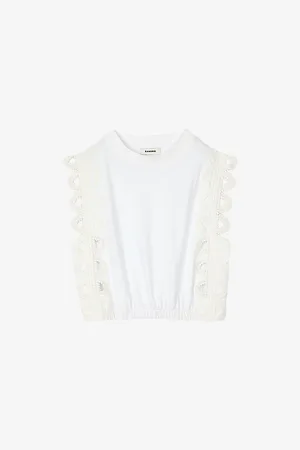 Sandro Womens Lace-Trim Cropped Cotton Top 6
