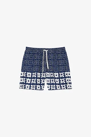 Sandro Mens Floral Graphic-Print Straight-Leg Swim Trunks L
