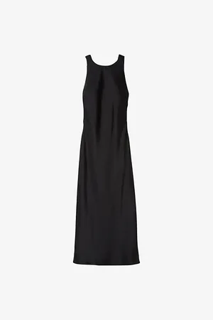Claudie Pierlot Womens Open-Back Slim-Fit Satin Maxi Dress 6