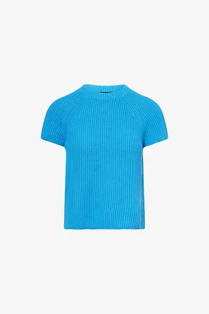 ME AND EM Womens Ribbed Round-Neck Knitted T-Shirt L