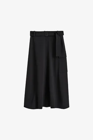 Joseph Womens Pernette Belted-Waist Woven Midi Skirt 6