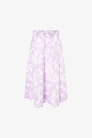 ME AND EM Womens Cheesecloth Tulip-Print Cotton Midi Skirt 6