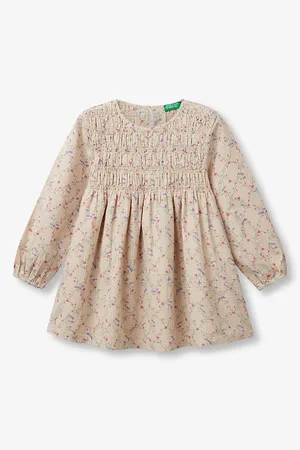 Benetton Floral Pattern Long Sleeve Dress 18 Months - 6 Years 3-4 Years