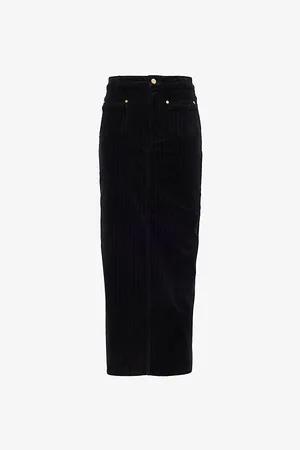 Ganni Womens Pocket-Front Corduroy Cotton Blend Maxi Skirt 8