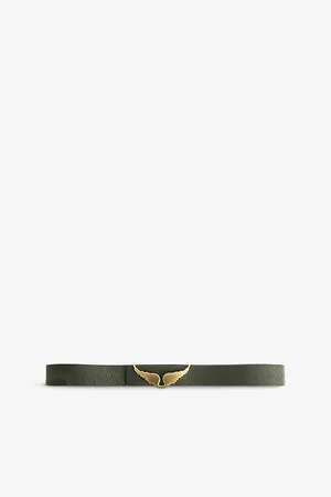 Zadig & Voltaire Womens Branded Wing-Buckle Leather Belt M