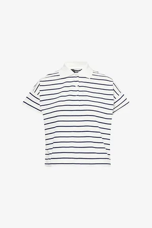 ME AND EM Womens Cropped Stripped Cotton Polo Top 8