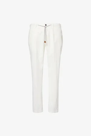 ELEVENTY Mens Drawstring Tapered-Leg Stretch-Cotton and Silk Trousers 30