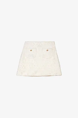 Maje Womens Patch-Pocket Guipure-Lace Mini Skirt 6