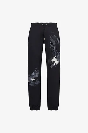 Only the Blind Mens Midnight Hawk Embroidered Cotton-Jersey Jogging Bottoms S