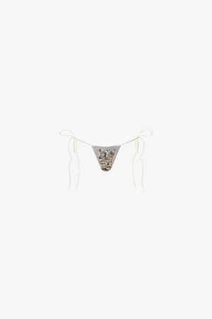 Jaded London Womens Button Self-Tie Stretch-Woven Bikini Bottoms 10