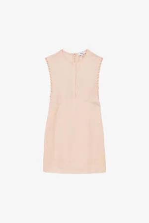 Reiss Womens Fawn Whipstitch Linen-Blend Mini Dress 4