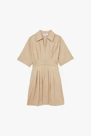 Reiss Womens Rosalie Short-Sleeve Pleated Cotton Mini Dress 4