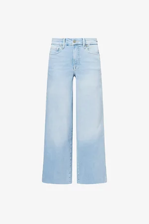 GOOD AMERICAN Womens Good Waist Palazzo Crop-Leg Stretch-Denim Blend Jeans 6