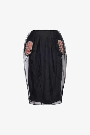 Simone Rocha Womens Carnation Flower-Embellishment Woven Midi Skirt 6