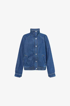 Reformation Womens Mette Relaxed-Fit Denim Bomber Jacket S