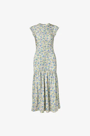 By Malina Womens Agnes Draped Jersey Midi Dress Xs