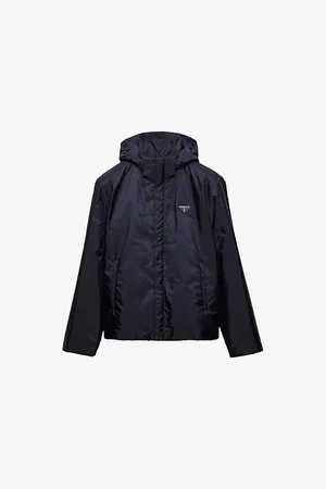 Prada Mens Enamelled-Logo Re-Nylon Bomber Jacket 40