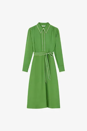 LK Bennett Womens Petite Elsie Belted Woven Midi Dress 6