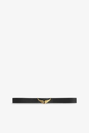 Zadig & Voltaire Womens Branded Wing-Buckle Leather Belt M