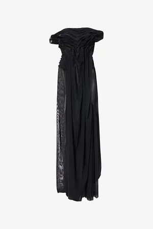 DI PETSA Womens Wetlook Off-Shoulder Stretch-Woven Maxi Dress Xs
