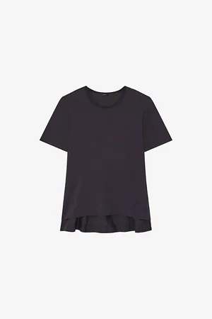 Joseph Womens Habotai Back-Panel Cotton and Silk-Blend T-Shirt M