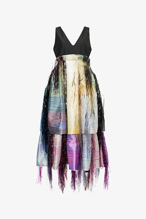 Roksanda Womens Hanae Striped Satin Maxi Dress 8