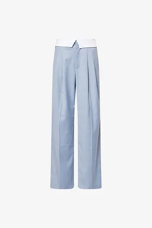 GOOD AMERICAN Womens Folded-Waistband Pleated Stretch-Woven Trousers 4