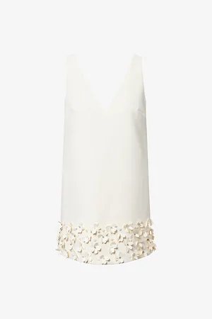 Self-Portrait Womens Sequin Floral-Appliqué Woven Bridal Mini Dress 8