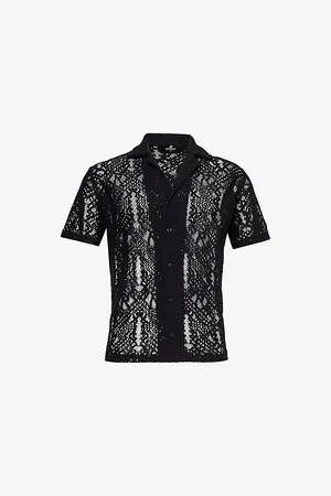 Represent Mens Crochet Semi-Sheer Knitted Shirt S