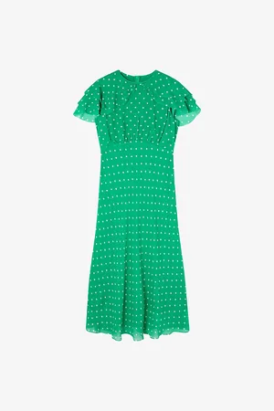 LK Bennett Womens Ellen Polka-Dot Short-Sleeve Woven Midi Dress 6