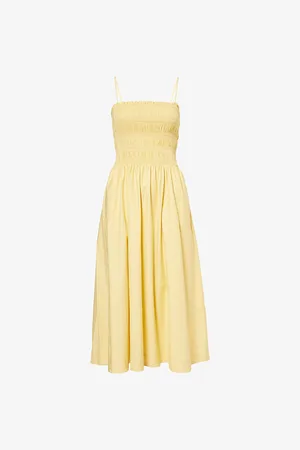Reformation Womens Kerrie Shirred Stretch-Cotton Midi Dress 4