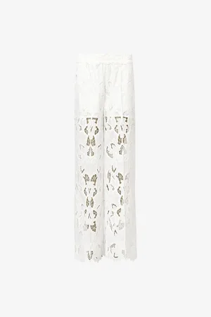 AllSaints Womens Charli Floral-Embroidered Woven Trousers 6