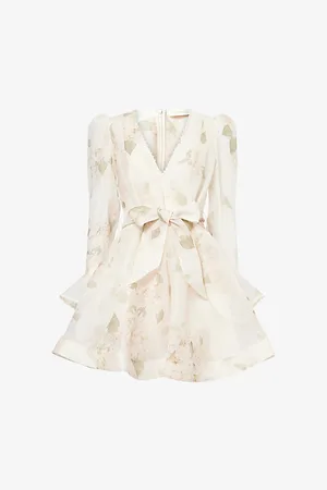 ZIMMERMANN Womens Balance Long-Sleeve Linen and Silk-Blend Mini Dress Xxs