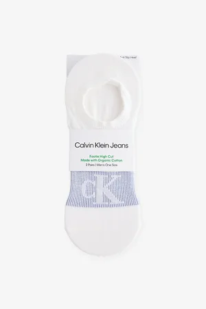 Calvin Klein Mens Footie High-Cut Pack Of Two Stretch Cotton-Blend Liner Socks 1 Size