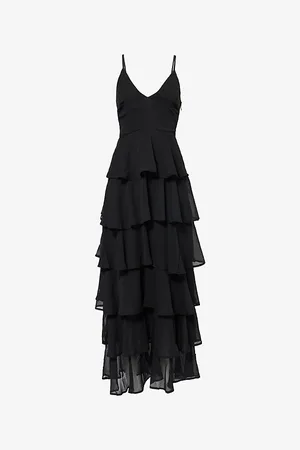 Pretty Lavish Womens Lissy Ruffled Textured-Chiffon Maxi Dress 6