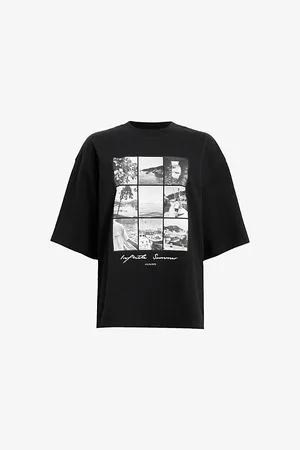AllSaints Womens Amelie Graphic-Print Cotton T-Shirt Xs