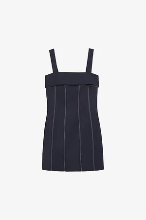 Reiss Womens Effie Contrast-Stitch Stretch-Woven Mini Dress 4
