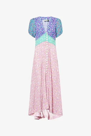 RIXO London Womens Novara Floral-Print Woven Midi Dress 8